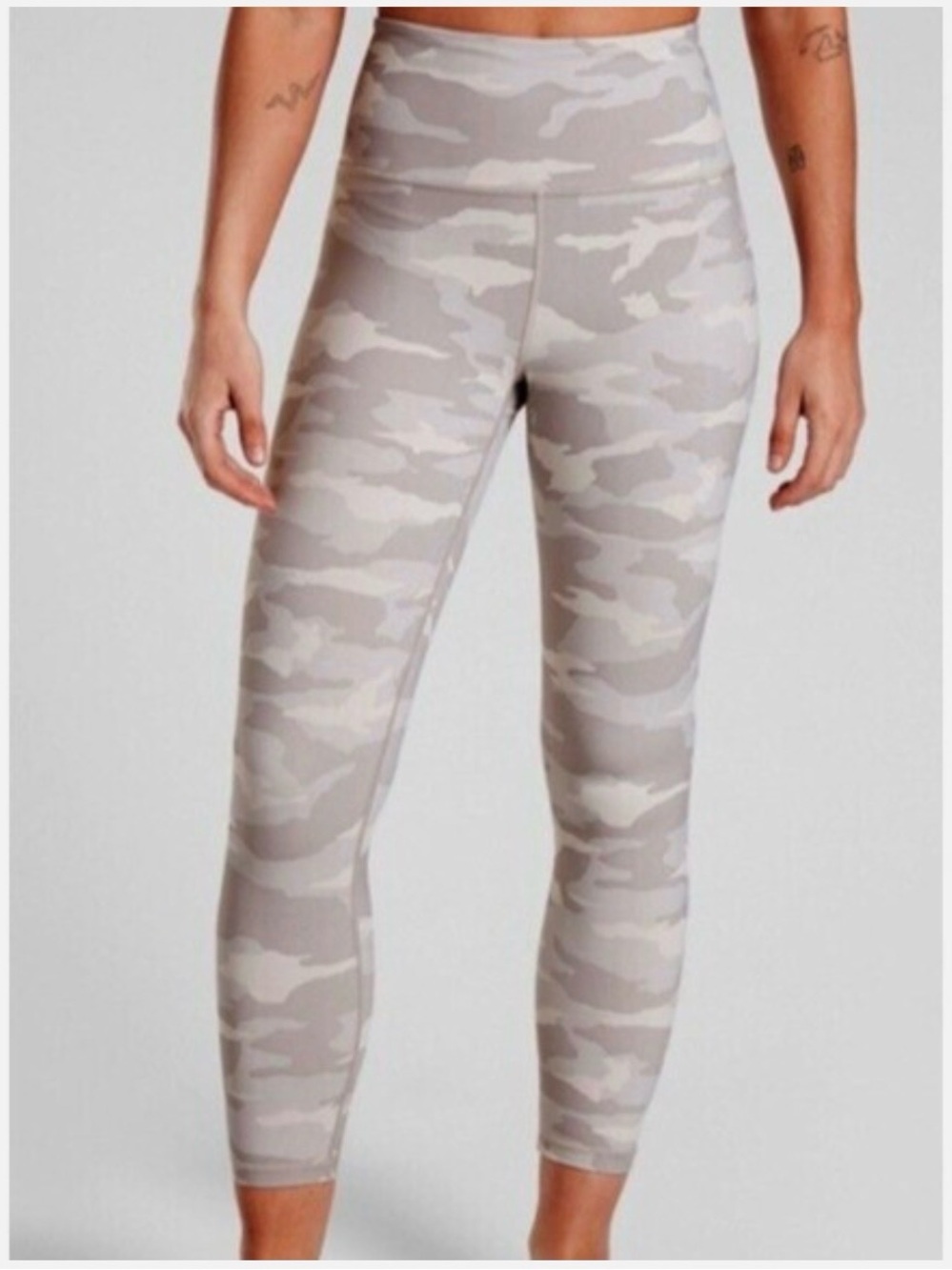 Athleta Elation 7/8 Tight Leggings Gray Camo Mid Rise medium tall